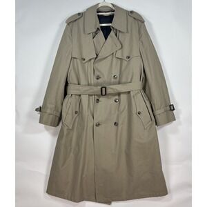 Vintage Christian Dior Monsieur Tan Belted Trench Coat Men's 46R